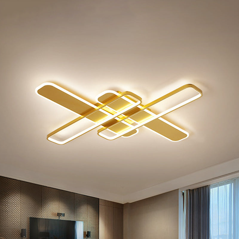 35.5 "/43" W Crossing Rechteck Flushmount Minimal Acryl Wohnzimmer LED Flush Light-Leuchte in Weiß/Schwarz/Gold