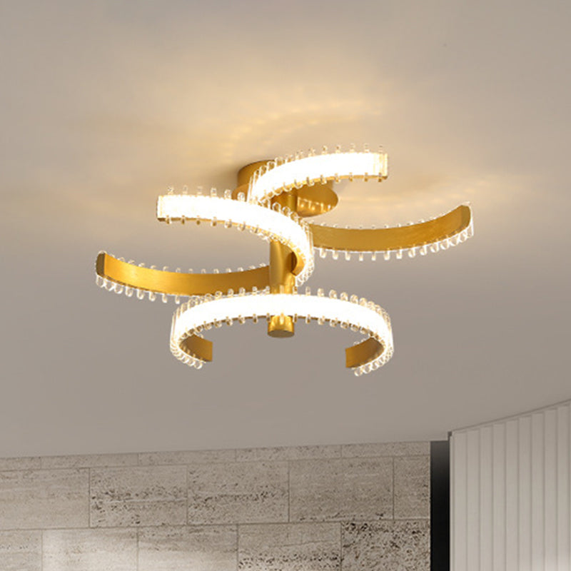 2/3 lagen C-vormige semi-spoelverlichting Eenvoudig acryl-LED-goud dicht bij plafondlamp in wit/warm licht