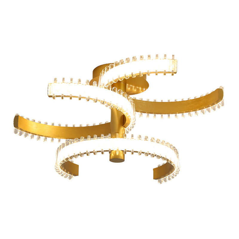 2/3 lagen C-vormige semi-spoelverlichting Eenvoudig acryl-LED-goud dicht bij plafondlamp in wit/warm licht