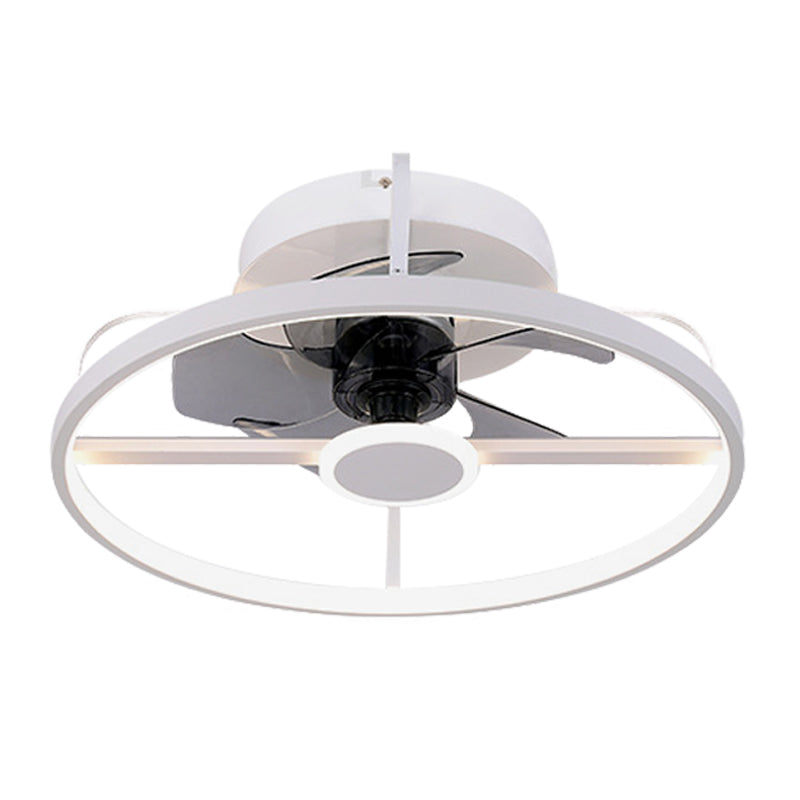 Kreis Anhänger Lüfter Licht Moderne Metall 18 "W LED White Semi Flush Mount Lampe mit 3 grauen Klingen
