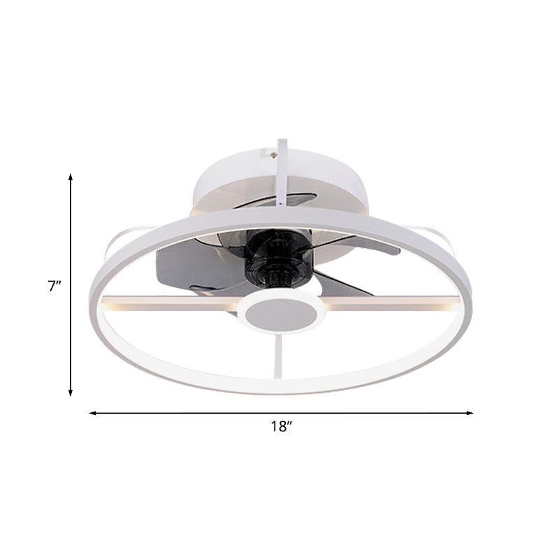 Kreis Anhänger Lüfter Licht Moderne Metall 18 "W LED White Semi Flush Mount Lampe mit 3 grauen Klingen