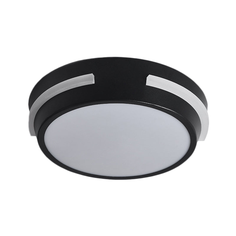 Drum Corridor Ceiling Flush Metallic LED Modernism Flush Mounted Light in Black, White/Warm Light