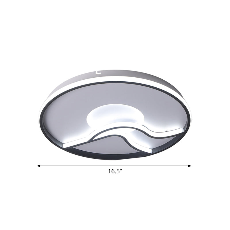 Runde Schlafzimmer Flush Licht Armatur Metall 16.5 "/20.5" /24.5 " dia LED Minimalismus Flush Mount Lamp in Black, White/Warm Light