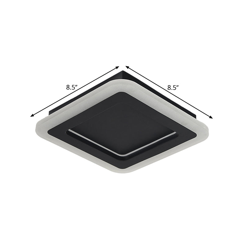 Quadrato Metallo Soffitto Montato Lampada Minimalist LED Nero Flushmount Light in White / Warm Light per Hallway