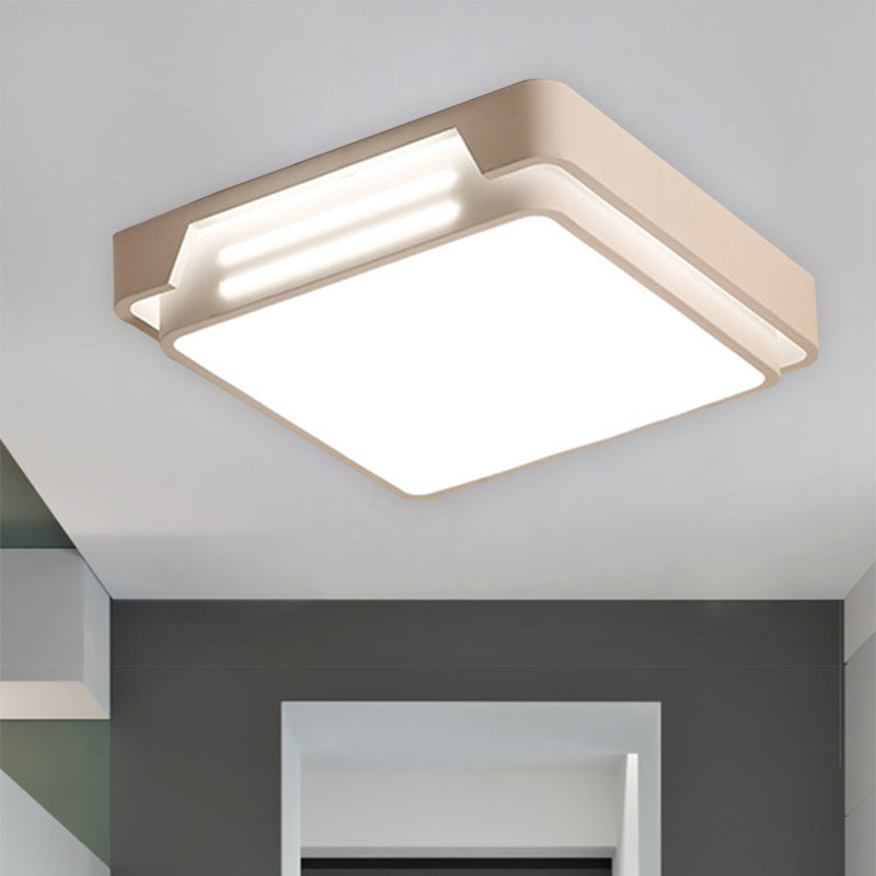 Quadratische Box Shade Deckenflush Einfache Metall LED Weiß Unterputz Befestigung in Weiß/Warmes Licht