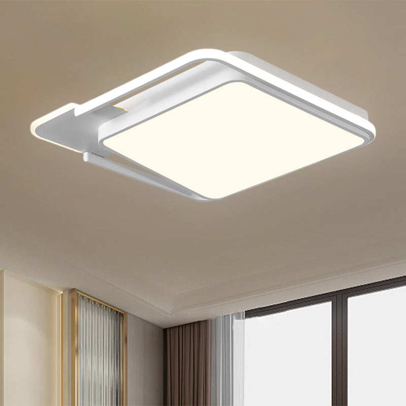 Weiß/schwarze, quadratische Einbaulampe, minimale LED-Metall-Unterputzbeleuchtung in weißem/warmem Licht, 16,5"/20,5" breit