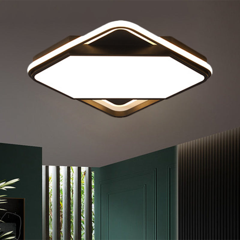 16,5 "/20.5" W Quadrato Letto Flush Montaggio Metallo LED Simplicity Flush Lamp in Black, White / Warm Light