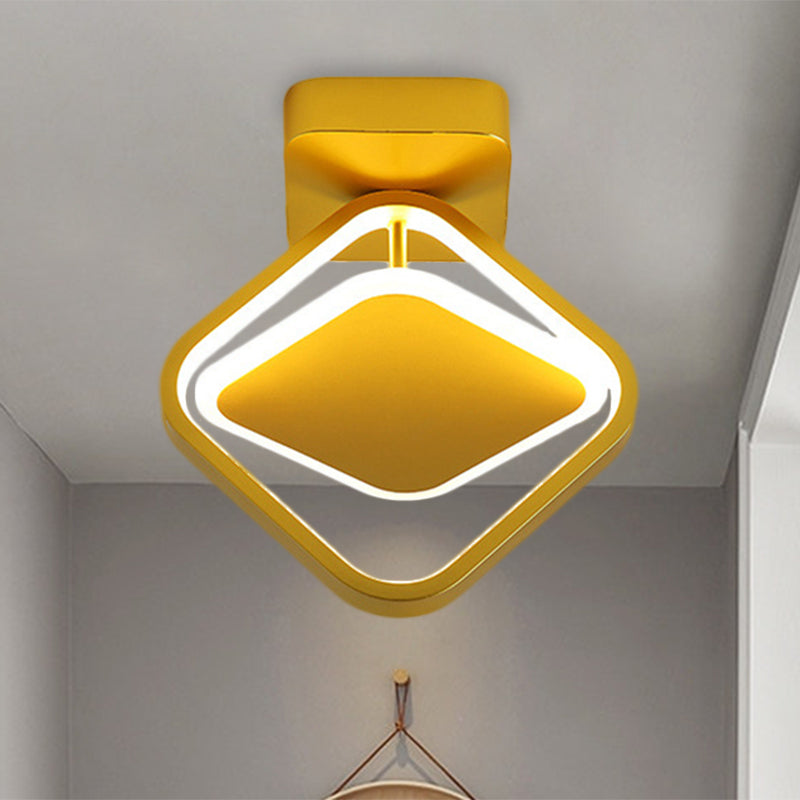 Oro Finitura Rhombus Frame Flushmount Minimal LED Metallo Flush Montato Luce in Bianco/Caldo