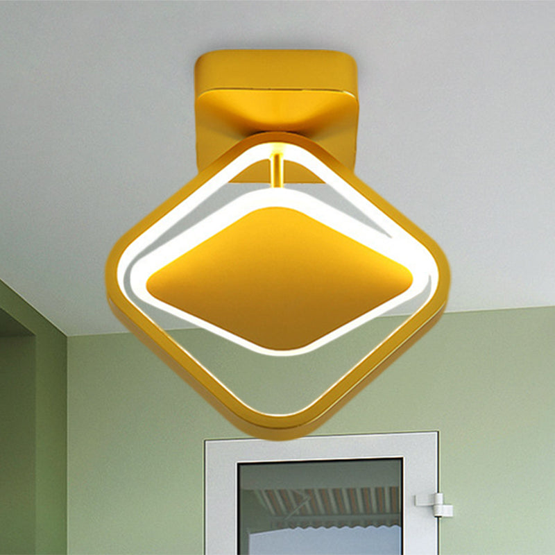 Oro Finitura Rhombus Frame Flushmount Minimal LED Metallo Flush Montato Luce in Bianco/Caldo