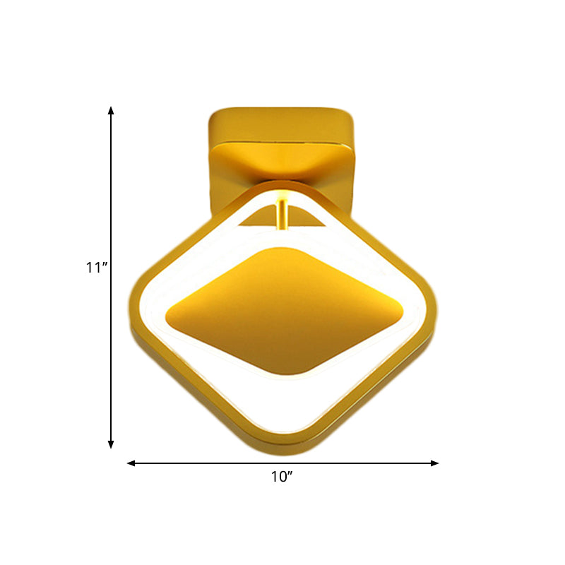 Oro Finitura Rhombus Frame Flushmount Minimal LED Metallo Flush Montato Luce in Bianco/Caldo