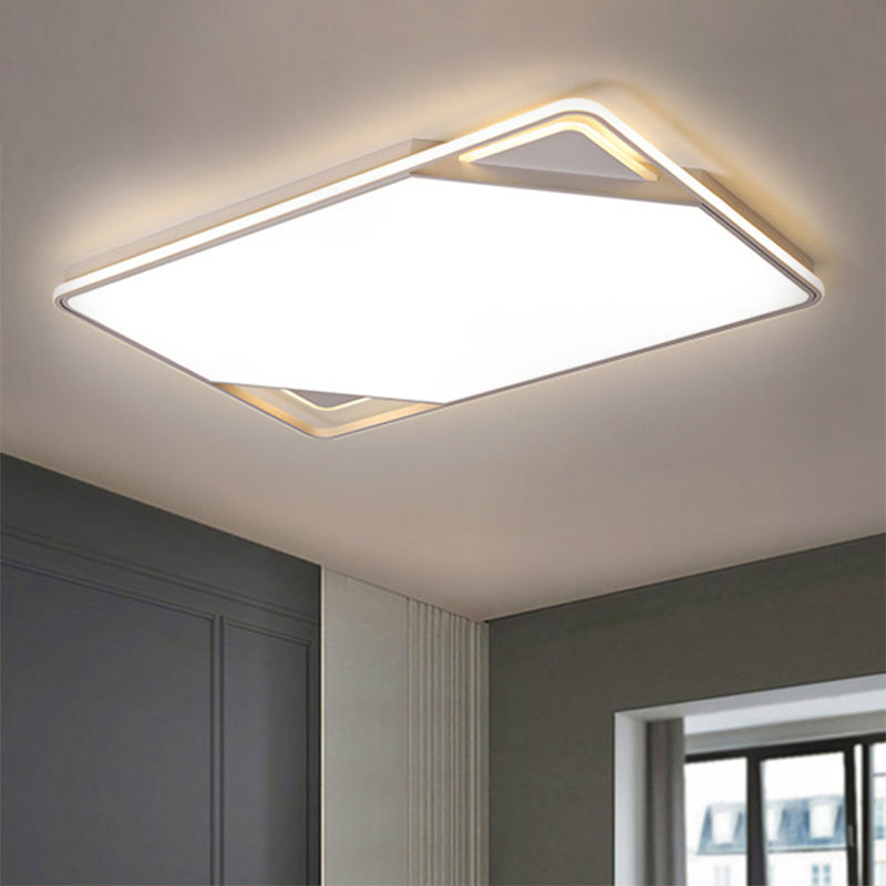 Weiß Rechteckig Flushmount Einfachheit LED Metall Deckenleuchte Licht, Weiß/Warm Licht