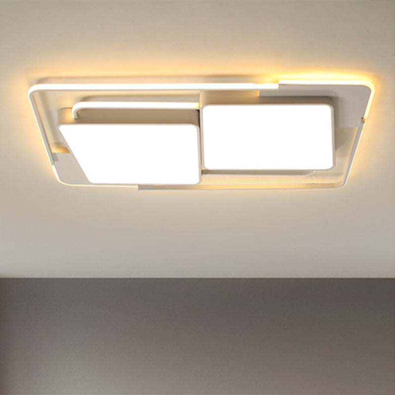 Plafoniera da incasso rettangolare in metallo Lampada da incasso moderna a LED bianca/nera in luce bianca/calda per soggiorno