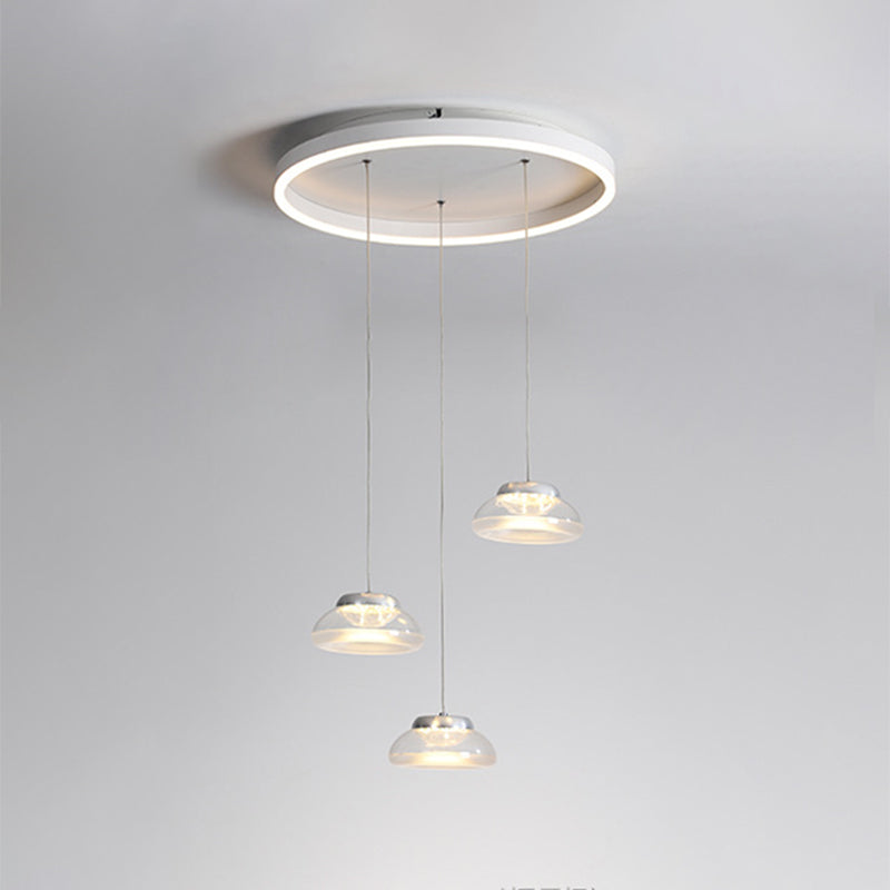 Luce a più soffitto a forma di barattolo moderno acrilico a 3 teste lampada a pendolo a LED bianco in luce bianca/calda