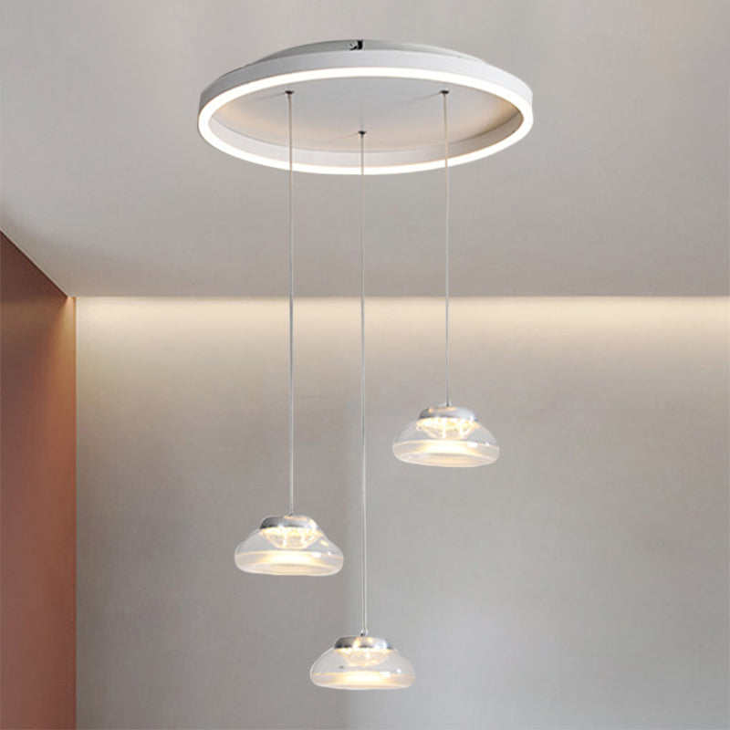 Luce a sospensione cluster ovale acrilica modernista modernista lampada a sospensione a LED bianca a 3 luci in luce bianca/calda