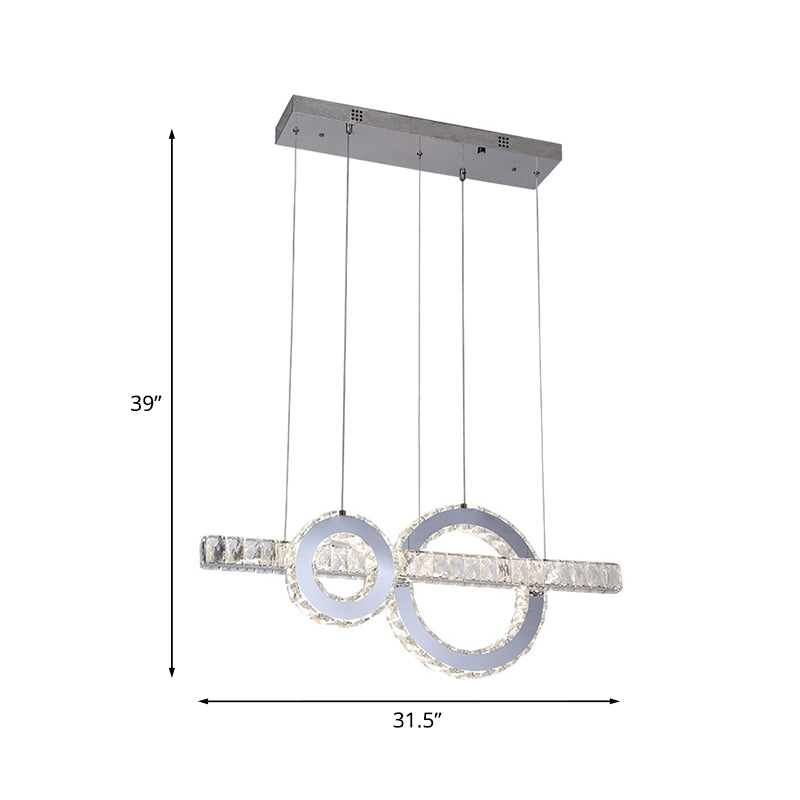 Lampada a sospensione con soffitto a LED Minimal Linear e Crystal Crystal incorporato in acciaio inossidabile
