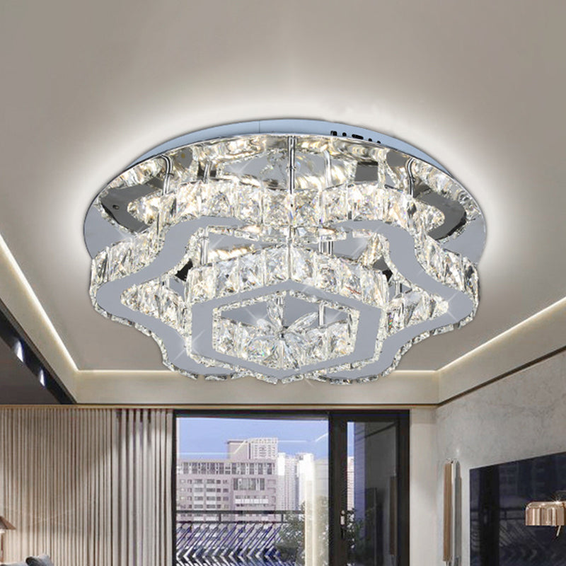 Control Crystal LED Semi Flush Flush Modernista Acero inoxidable Sala de estar de techo de techo
