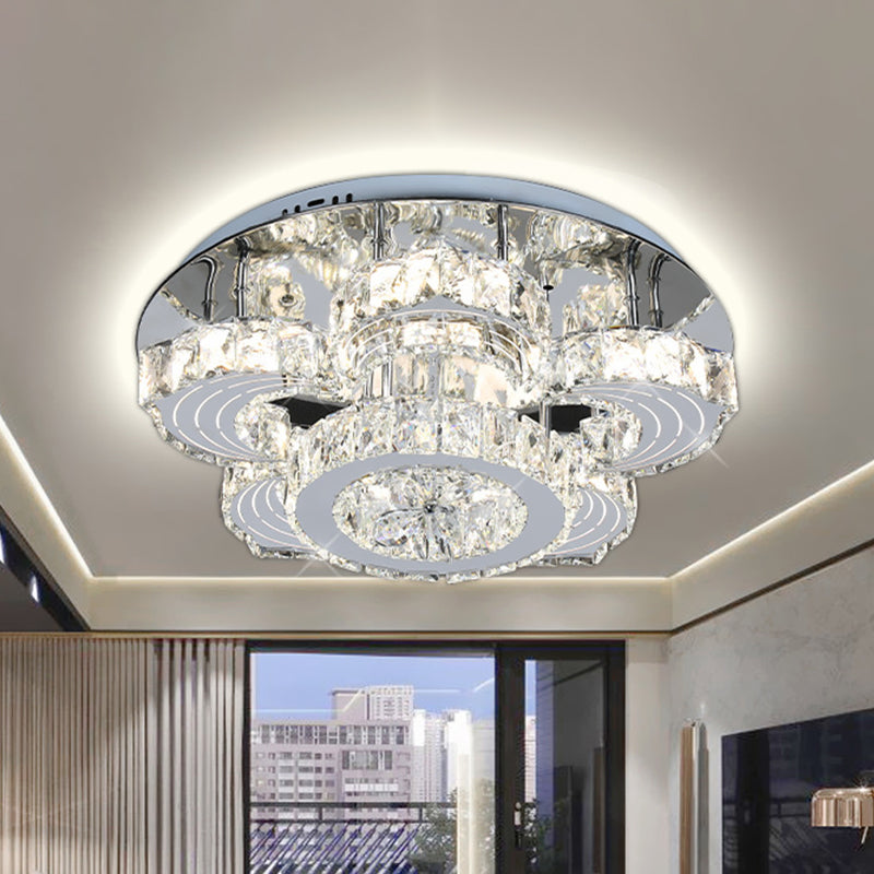 LED Semi Flush Deckenleuchte moderne Blütenblütenkristall -Flushmount in Edelstahl