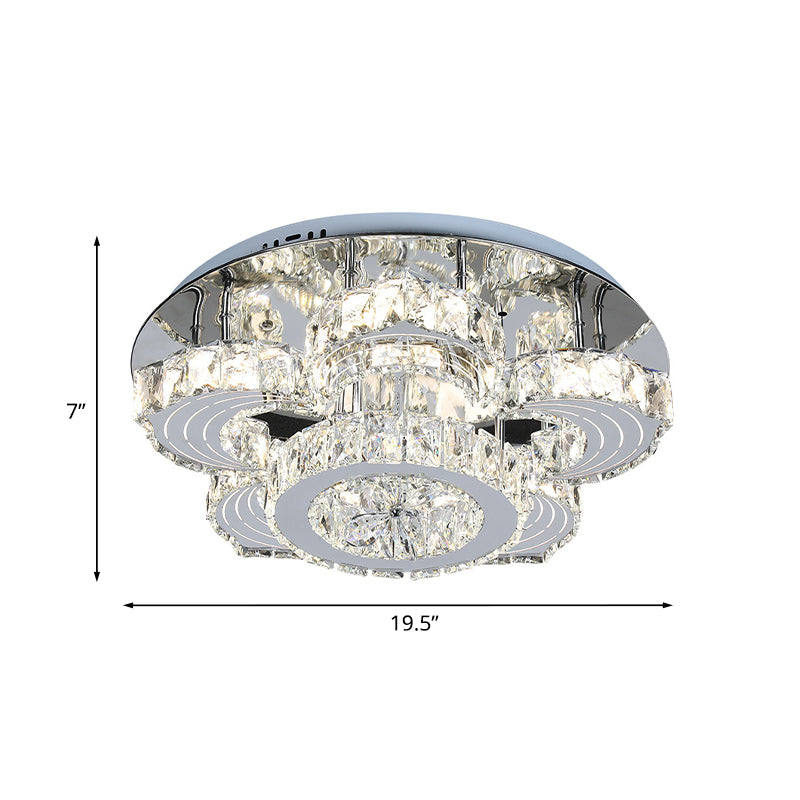 LED Semi Flush Deckenleuchte moderne Blütenblütenkristall -Flushmount in Edelstahl