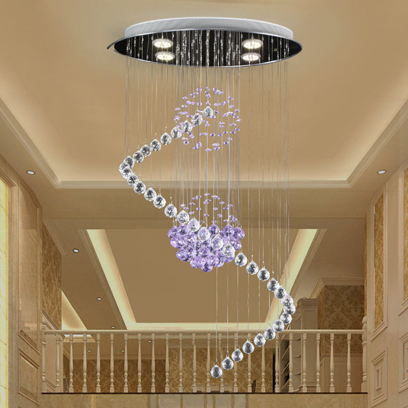 A soffitto contorto a sospensione moderna orbs a cristallo elegante elum la luce multipla