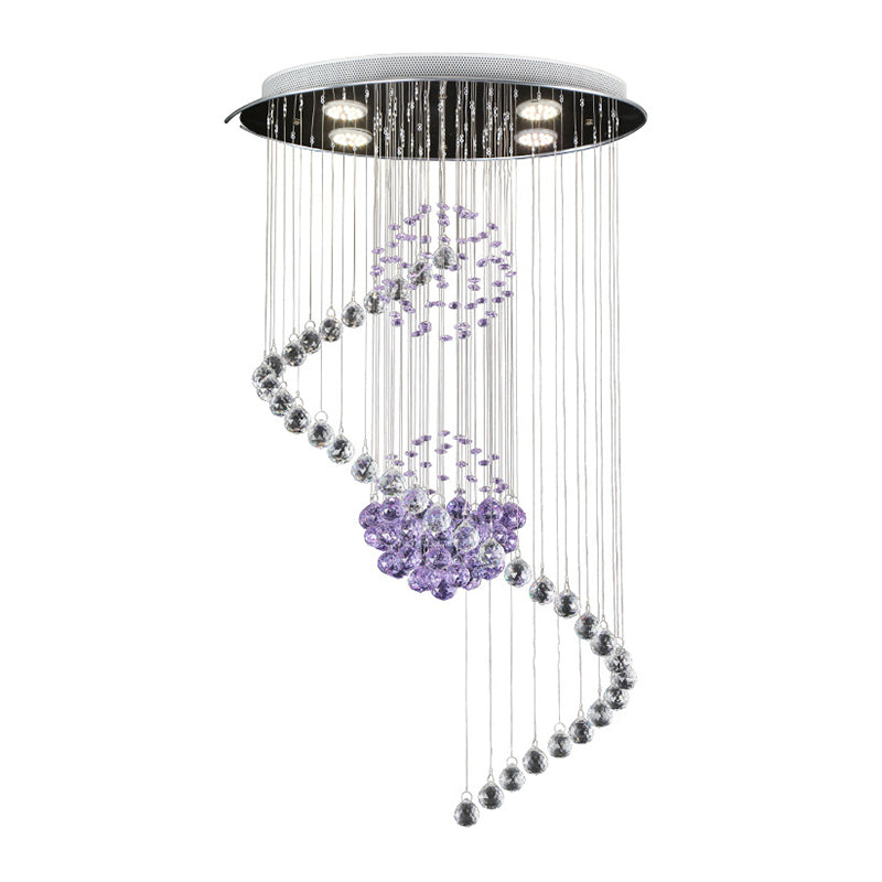 A soffitto contorto a sospensione moderna orbs a cristallo elegante elum la luce multipla