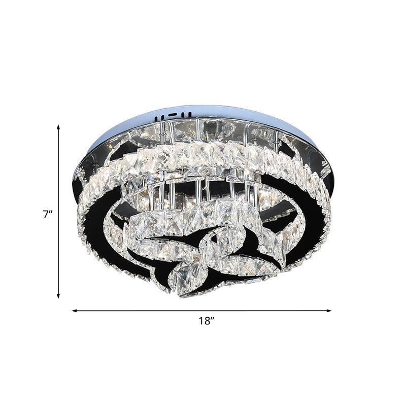 Flower and Hoop LED Semi Flush Modernist Stainless Steel Cut Crystal Flush-Mount Ceiling Light Fixture