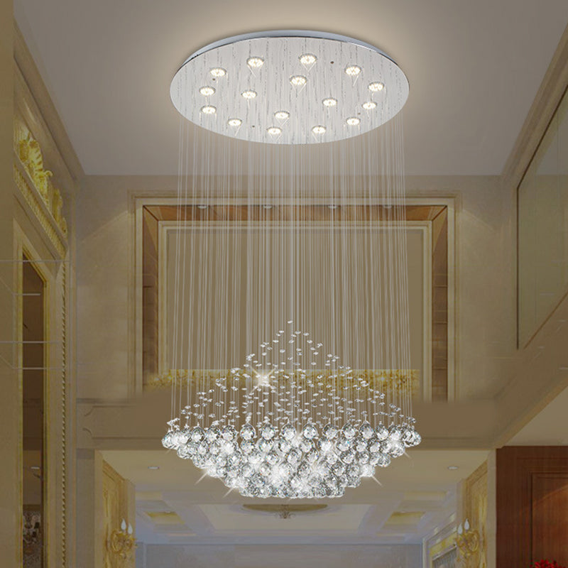 Orbes cristallins à facettes LED multi-pendentif moderne élégant chromé en forme de diamant plafond plafond de suspension