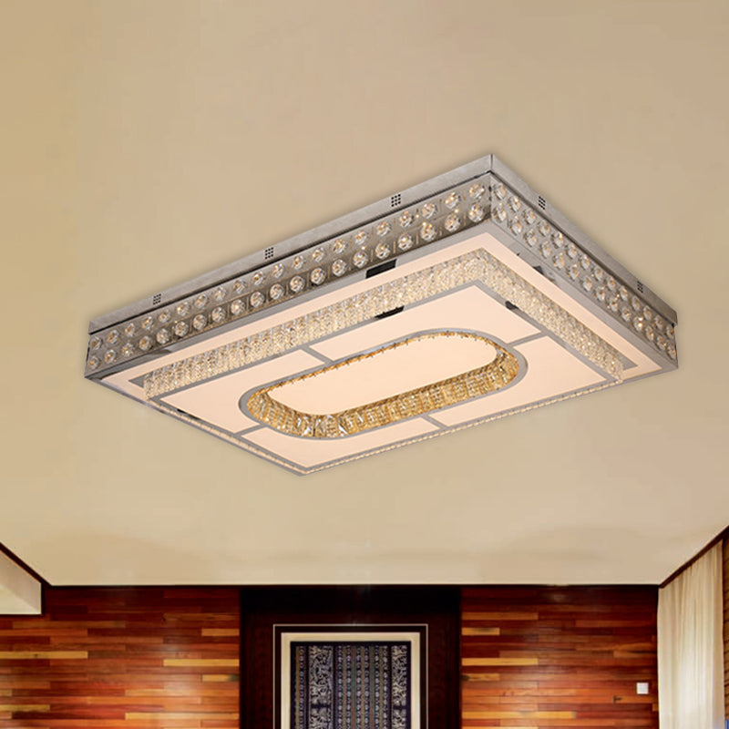 Rechteck Parlor Deckenleuchte Moderne Kristall Chrom Finish LED Flush Mount mit Cutouts Design