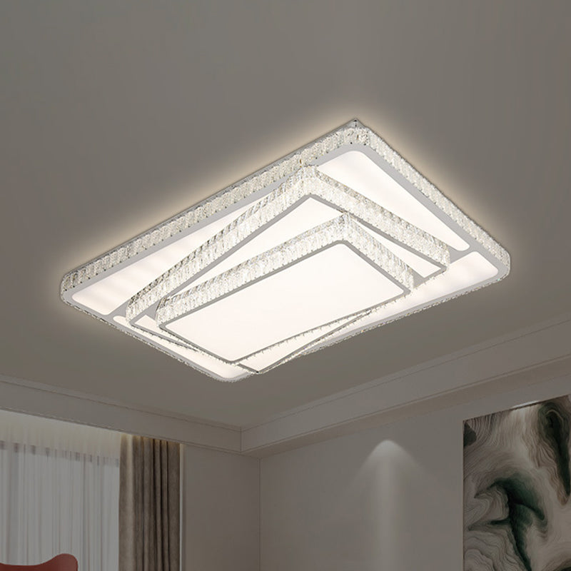 LED Flush Ceiling Licht Zeitgenössische Gestapelte Kristallrechtecke Flushmount Lighting in Weiß