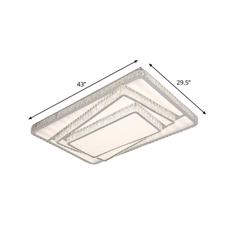 LED Flush Ceiling Licht Zeitgenössische Gestapelte Kristallrechtecke Flushmount Lighting in Weiß