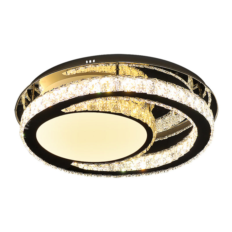 Edelstahl Oval Semi Flush Mount Minimalistische Kristall Wohnzimmer LED in der Nähe der Deckenlampe