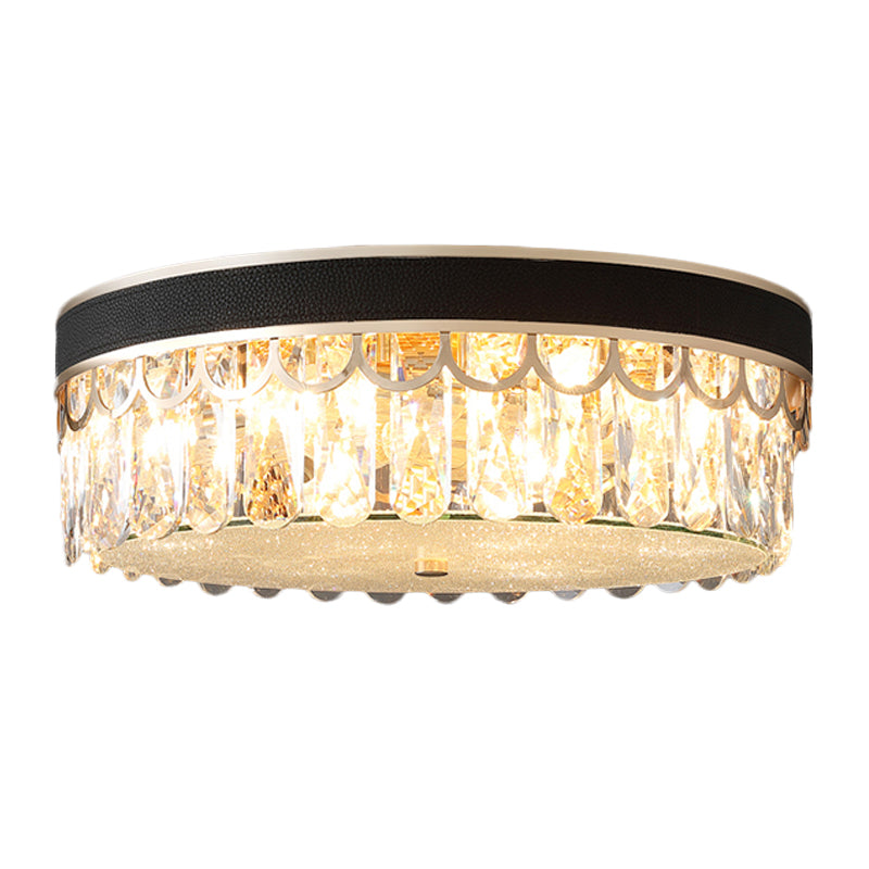 Orange/Black 5 Bulbs Ceiling Lamp Modern Cut K9 Crystal Drum Flush Mount Recessed Lighting