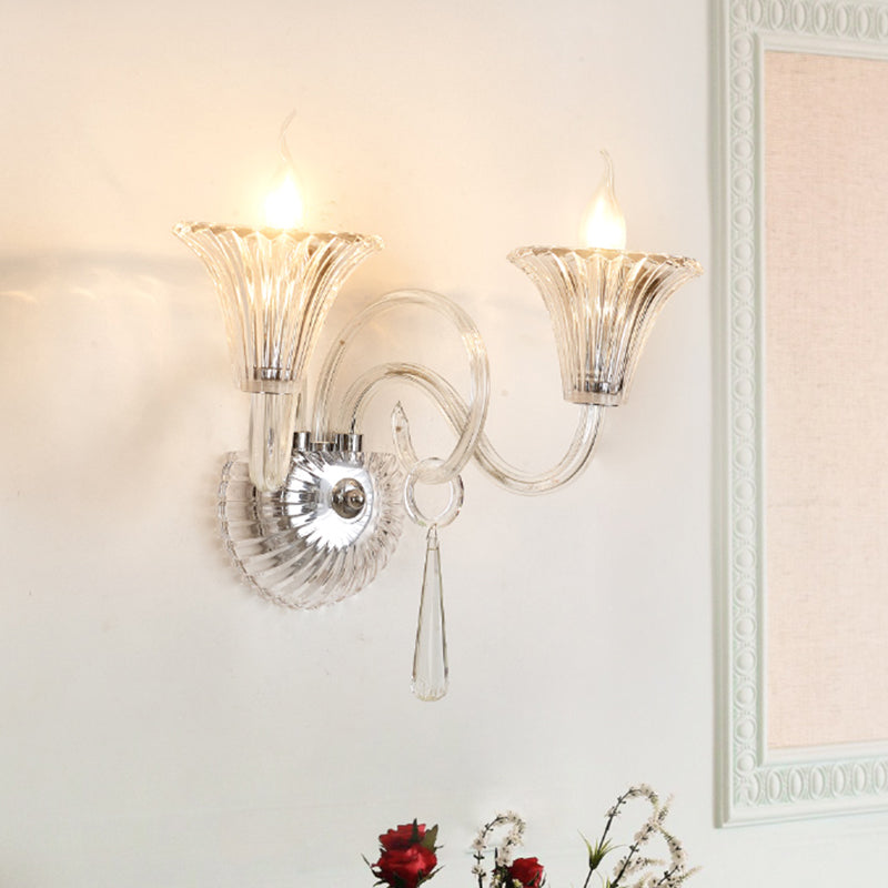 Lampe murale évasée de style moderne 2 LIGHT VERRE MUR MUR MUT