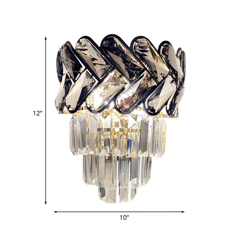 2 lumières Crystal Crystal Flush Murce Murce moderniste noir à 4 niveaux Conine à paroi familiale Mur moulé