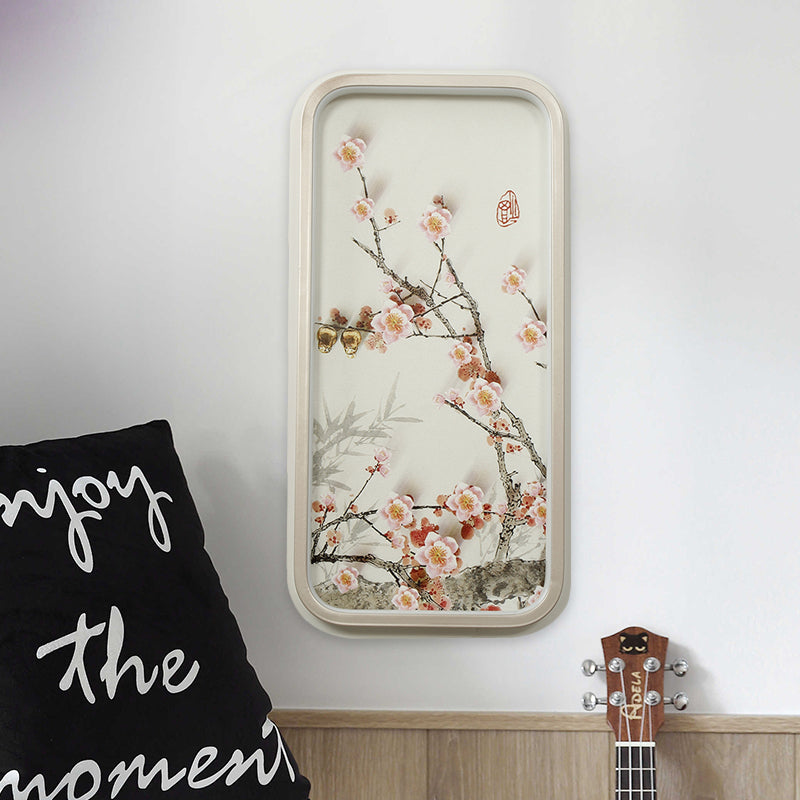 Corridor LED lampe murale chinois style rose prune fleur de fleur murale avec une teinte en métal rectangulaire