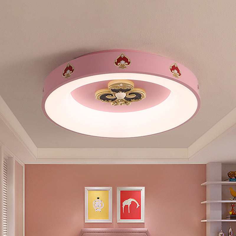 Lampada da soffitto a incasso circolare a LED rosa metallizzata con illuminazione da incasso per camera da letto delle ragazze