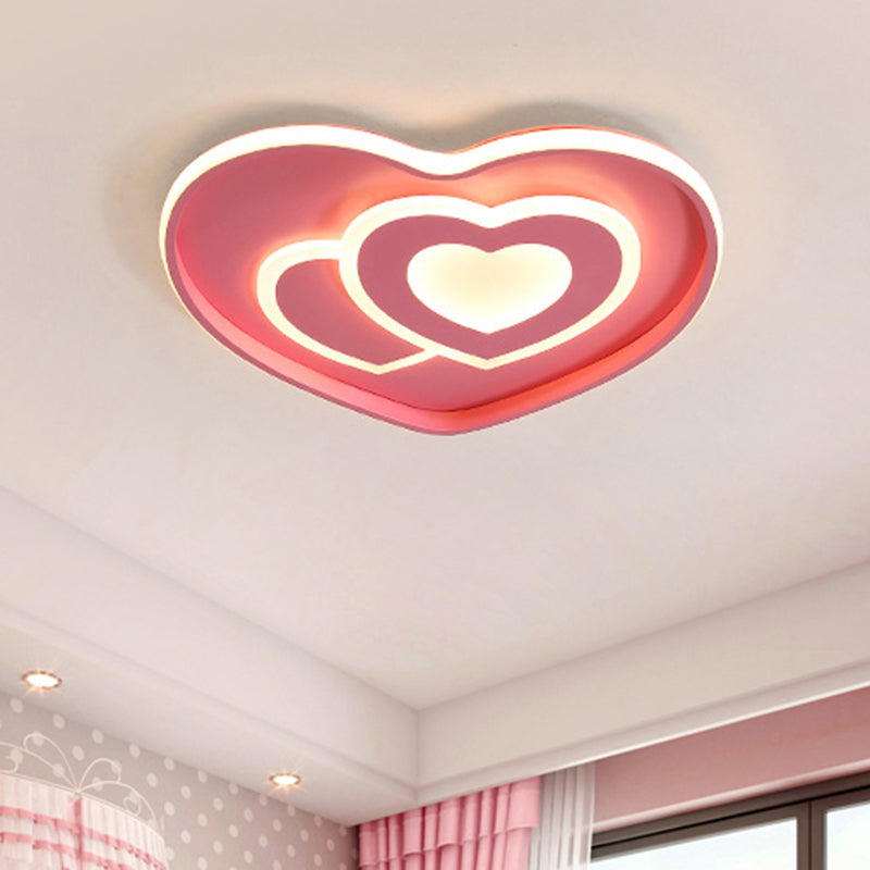 Illuminazione da incasso a soffitto a forma di cuore amorevole in stile nordico acrilico con finitura blu/rosa LED