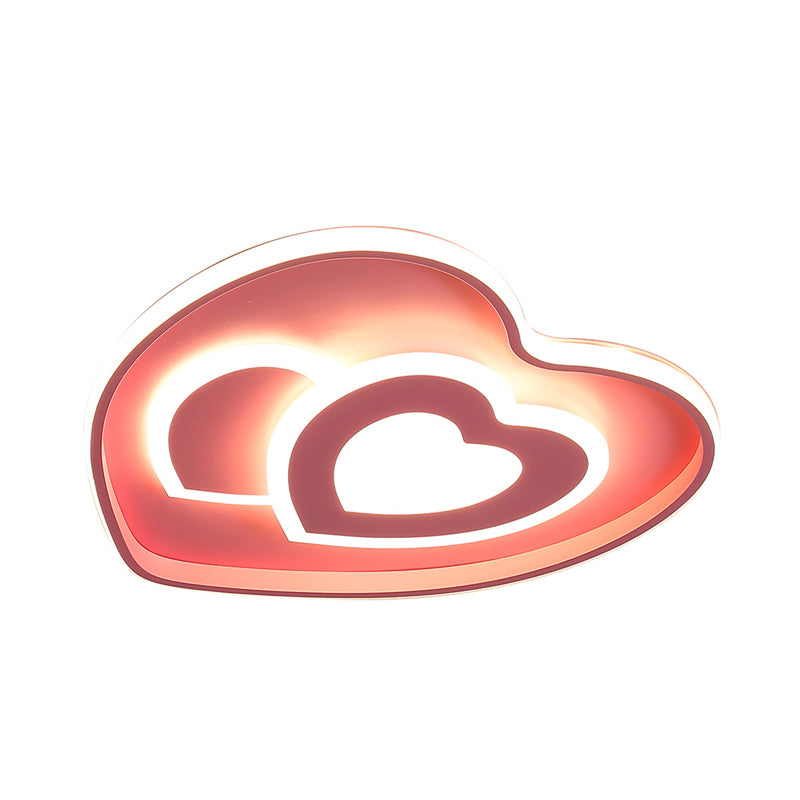 Illuminazione da incasso a soffitto a forma di cuore amorevole in stile nordico acrilico con finitura blu/rosa LED