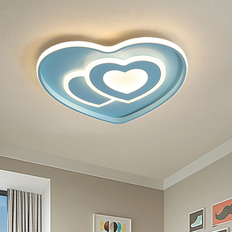 Illuminazione da incasso a soffitto a forma di cuore amorevole in stile nordico acrilico con finitura blu/rosa LED