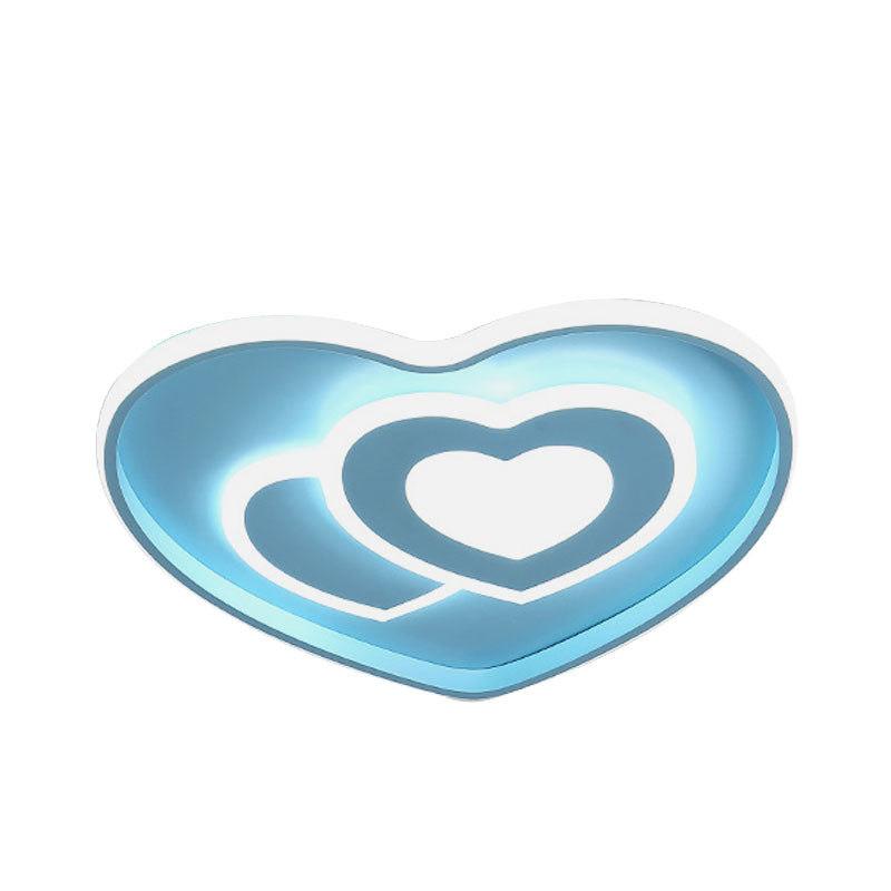 Illuminazione da incasso a soffitto a forma di cuore amorevole in stile nordico acrilico con finitura blu/rosa LED