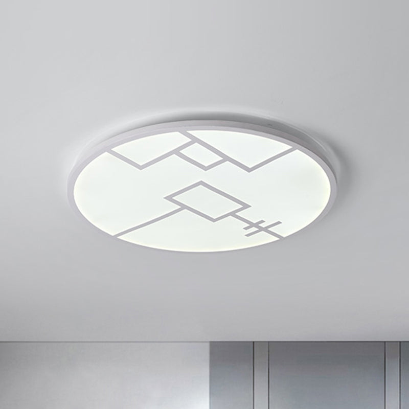 Contemporary Round Flush Lighting Metallic LED Bedroom Patterned Flush Mount Fixture in White/Black