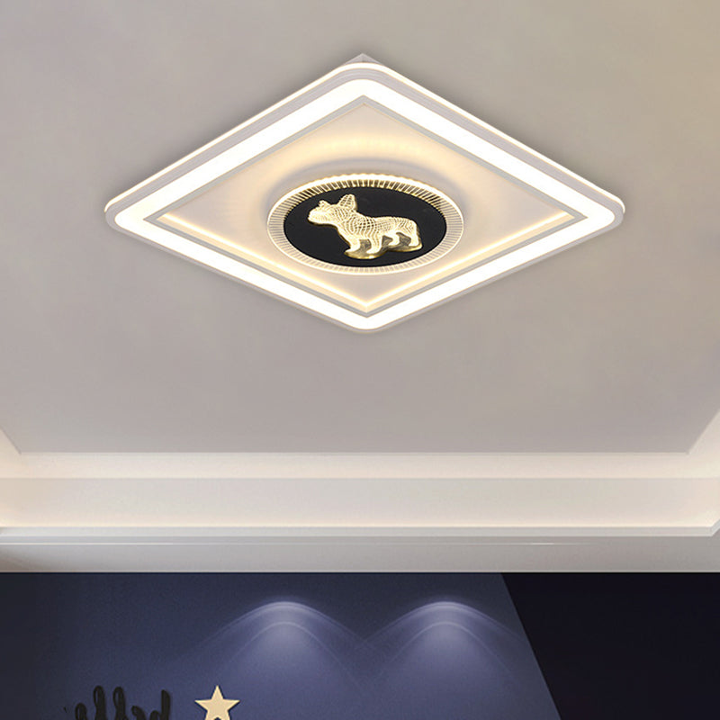 Lampada da incasso quadrata/rotonda Lampada da incasso a LED in acrilico nordico per camera da letto con motivo animale in bianco e nero