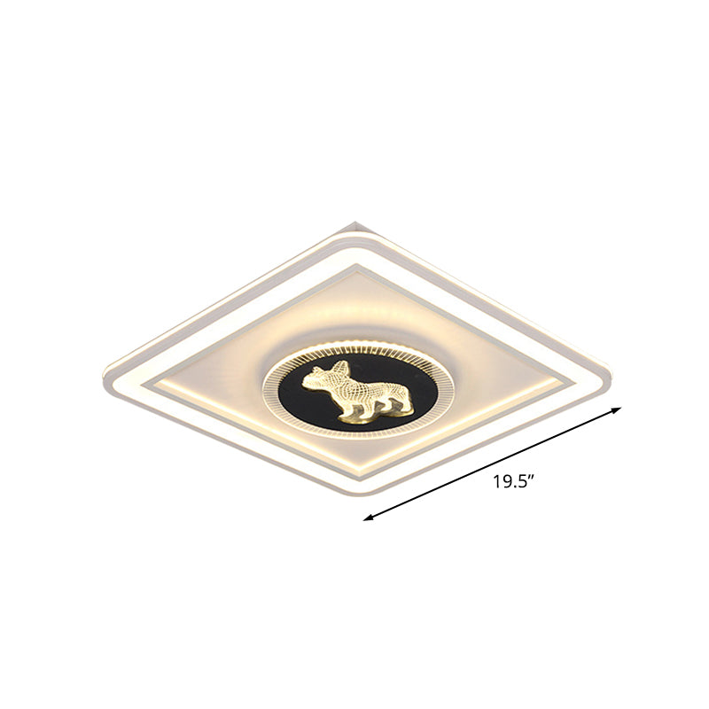 Lampada da incasso quadrata/rotonda Lampada da incasso a LED in acrilico nordico per camera da letto con motivo animale in bianco e nero