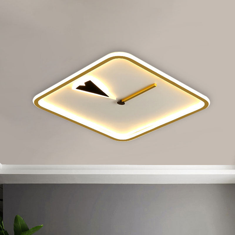 Runde/quadratische Unterputzleuchte mit Uhrendesign, modernistische Acryl-LED-Schlafzimmer-Unterputzbeleuchtung in Schwarz/Gold