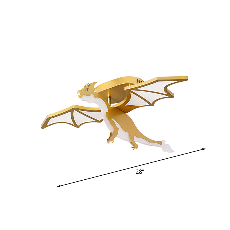 Lampada da semi-incasso a LED a forma di pterosauro di cartone animato in metallo per camera da letto per bambini in oro
