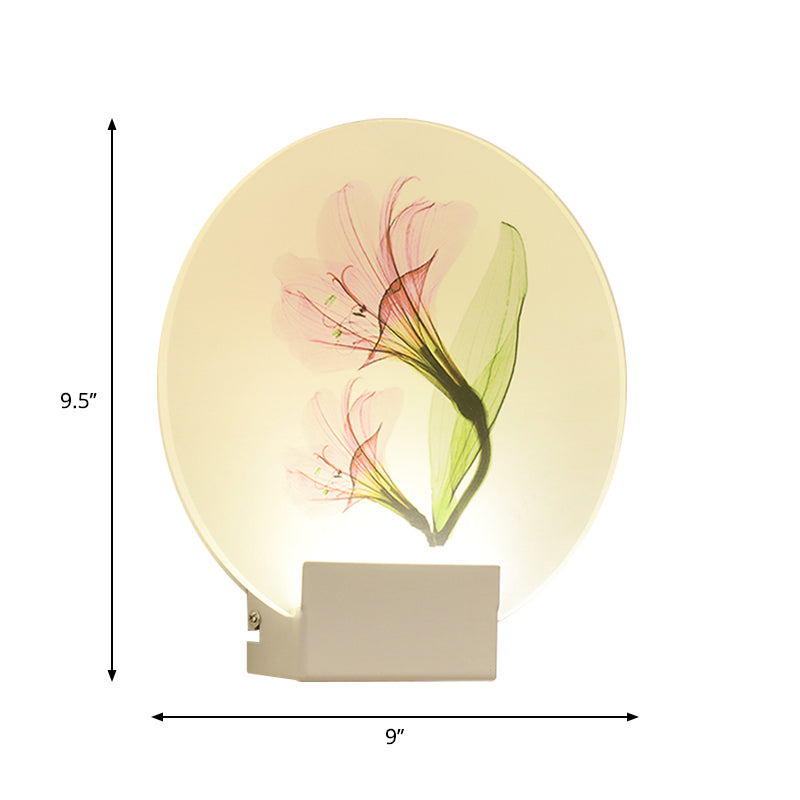 Moup de montant violet / rose / jaune Square Lumière Simplicité Style LED Lampe murale en acrylique LED avec cerf / fleur / arbre Modèle pour la chambre d'hôtes