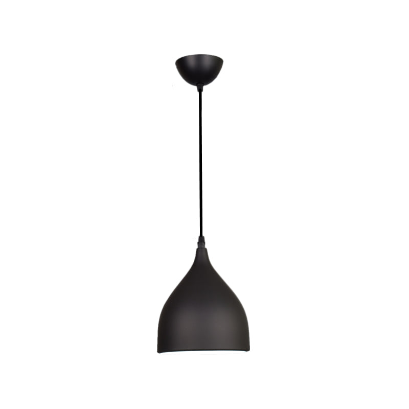 6,5 "/10"/12 "Luce a soffitto a pendente a cupola larga Metallo moderno 1 Luce di sospensione nero/bianco/rosso