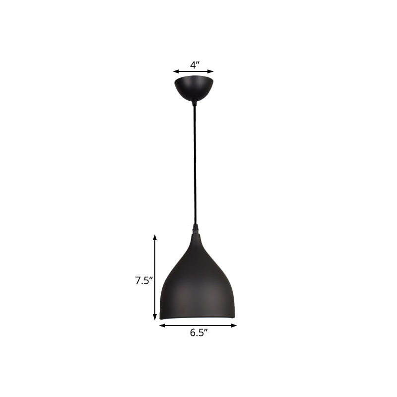 6,5 "/10"/12 "Luce a soffitto a pendente a cupola larga Metallo moderno 1 Luce di sospensione nero/bianco/rosso