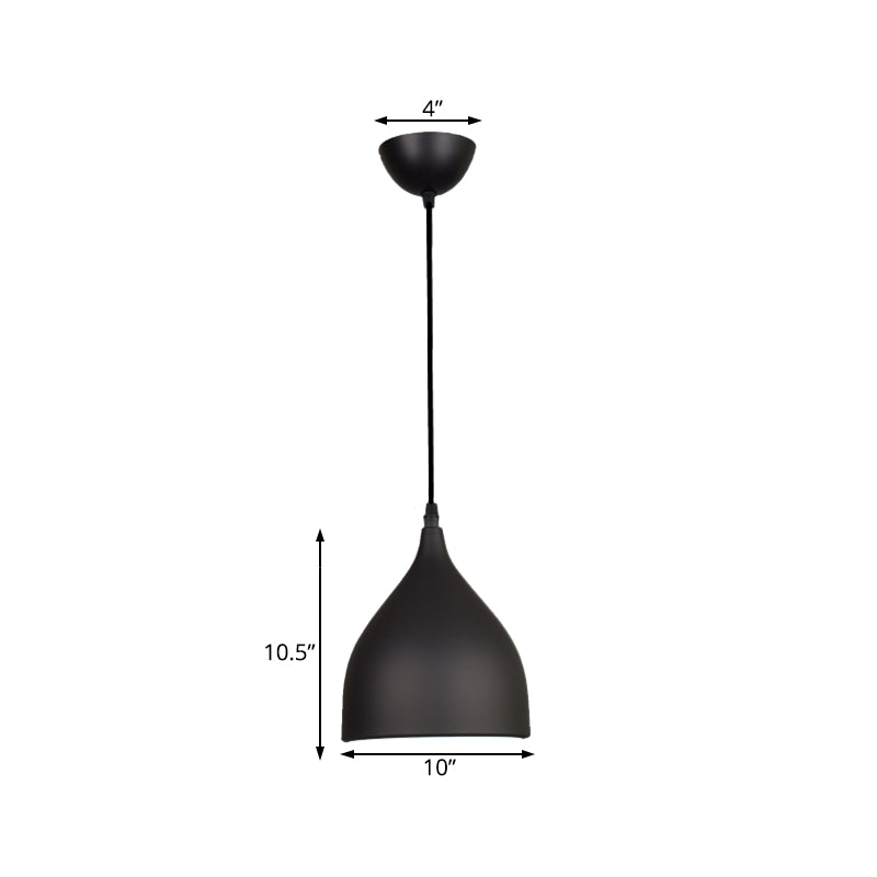 6,5 "/10"/12 "Luce a soffitto a pendente a cupola larga Metallo moderno 1 Luce di sospensione nero/bianco/rosso
