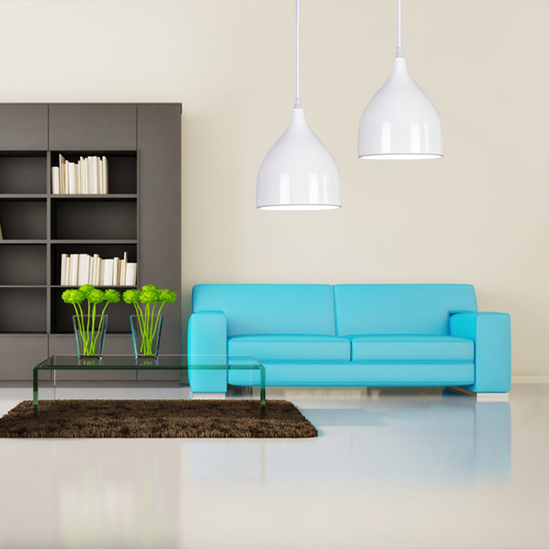 6,5 "/10"/12 "Luce a soffitto a pendente a cupola larga Metallo moderno 1 Luce di sospensione nero/bianco/rosso