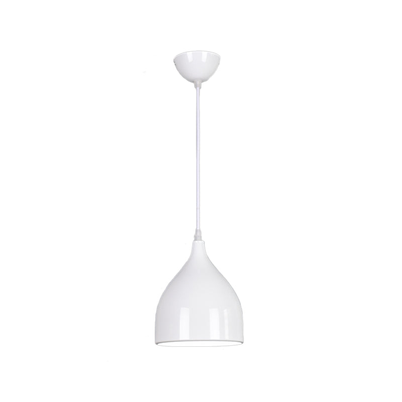 6,5 "/10"/12 "Luce a soffitto a pendente a cupola larga Metallo moderno 1 Luce di sospensione nero/bianco/rosso